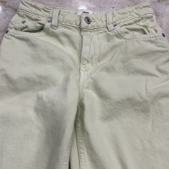 MNG by Mango Wide Leg Raw Hem Jeans | Pistachio Green | Size 0 (EU 32) - Picture 4 of 16